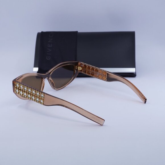Final Price! Givenchy GV40078I 42E Transparent Brown/Gold with Studs Sunglasses - Picture 7 of 11
